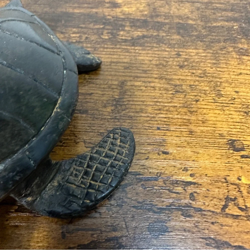 Vintage Cast Metal Sea Turtle Figurine Nautical Coastal Beach Decor Statue